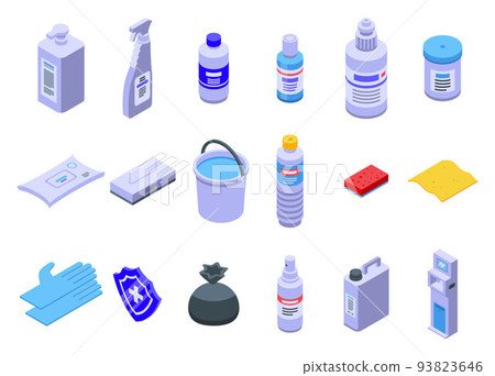 Disinfection icons set, isometric style 93823646