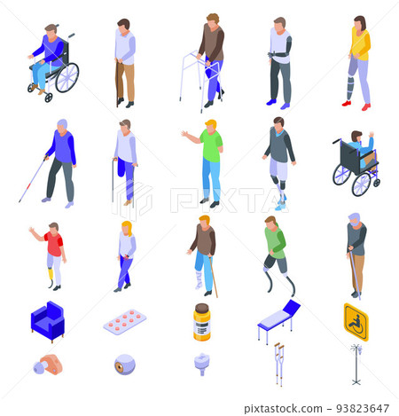 Handicapped icons set, isometric style 93823647