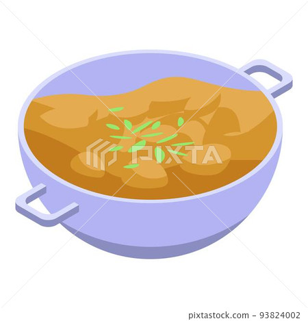 Indian allo curry icon, isometric style Indian allo curry icon, isometric style 93824002