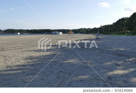 海洋公園,金澤區,橫濱市,海灘,挖蛤蜊,左邊八景島,右邊野島,人工沙灘,松林,2020年8月 海洋公園,金澤區,橫濱市,海灘,挖蛤蜊,左邊八景島,右邊野島,人工沙灘,松林,2020年8月 93824066