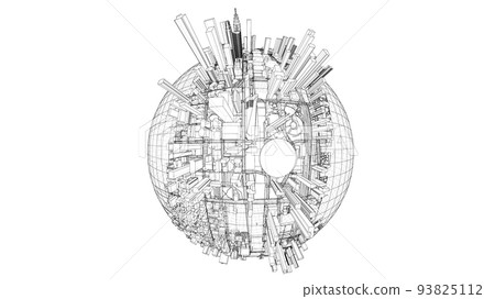 3d city sphere. Vector rendering of 3d 93825112