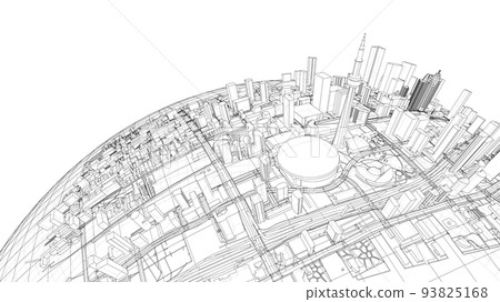 3d city sphere. Vector rendering of 3d 93825168