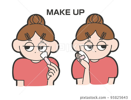 一個女孩用粉末和腮紅化妝的鬆散插圖 93825643