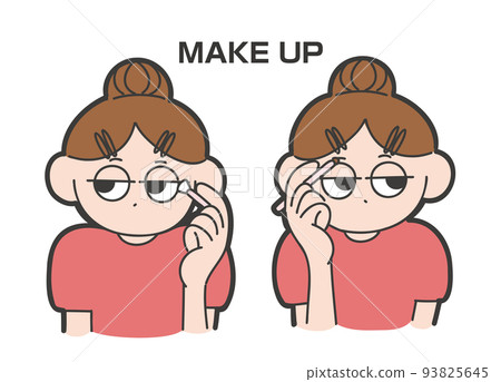 一個用眉毛和眼影化妝的女孩的鬆散插圖 93825645