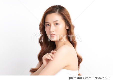 Beautiful young asian woman with clean fresh skin on white background, Face care, Facial treatment, Cosmetology, beauty and spa, Asian women portrait. 93825898