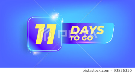 Eleven Days To Go Countdown Blue Modern - Stock Illustration 