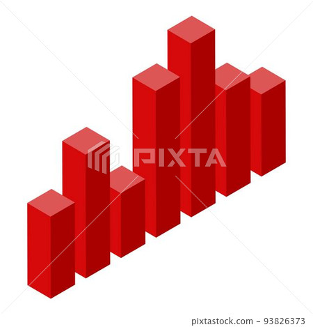 Red tax graph chart icon, isometric style 93826373