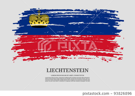 Liechtenstein flag with brush stroke effect and information text poster, vector Liechtenstein flag with brush stroke effect and information text poster, vector 93826896