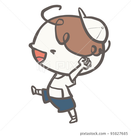 Child in gym clothes Boy in white group raising both hands Child in gym clothes Boy in white group raising both hands 93827685