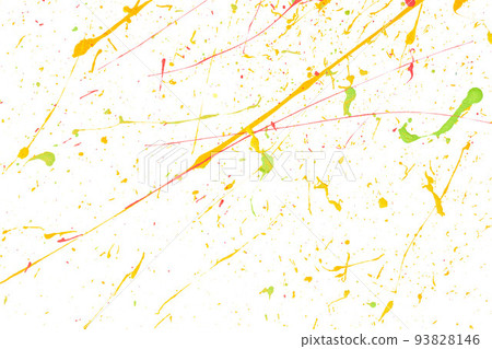Paint splatters on bright material. Watercolor on white paper. Paint splatters on bright material. Watercolor on white paper. 93828146