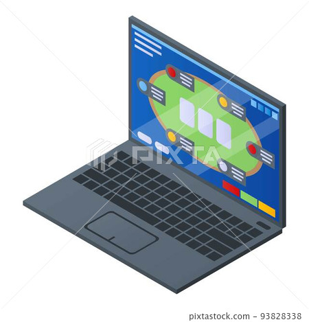 Laptop online casino icon, isometric style 93828338