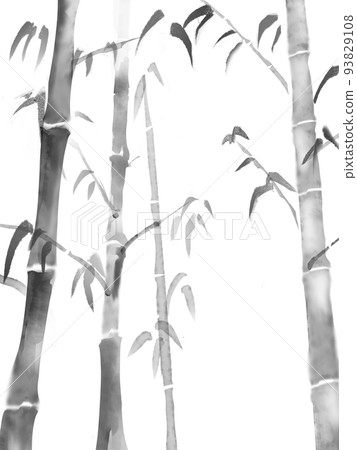 bamboo forest ink painting material 93829108