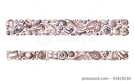 Cocoa, chocolate strip Drawn background Vector art 93829290