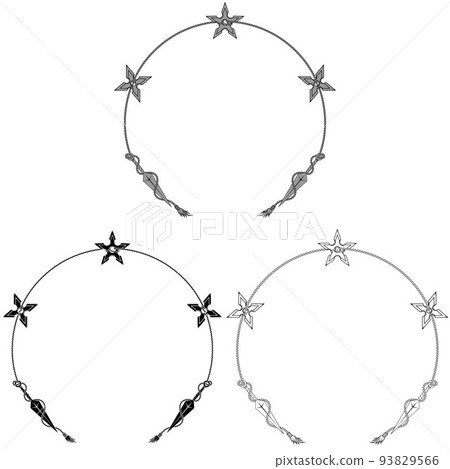 Kunai and Shuriken tied with a rope Kunai and Shuriken tied with a rope 93829566