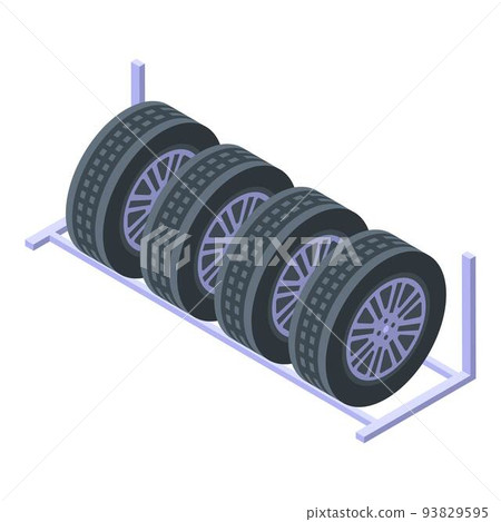 Stand car wheels icon, isometric style 93829595
