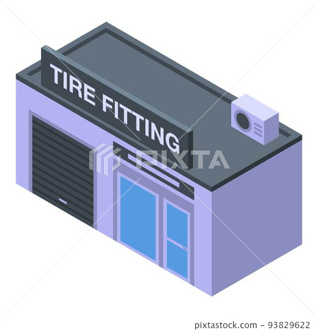 Tire fitting service icon, isometric style Tire fitting service icon, isometric style 93829622