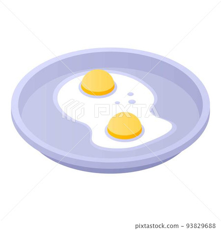 Fried eggs on tray icon, isometric style 93829688