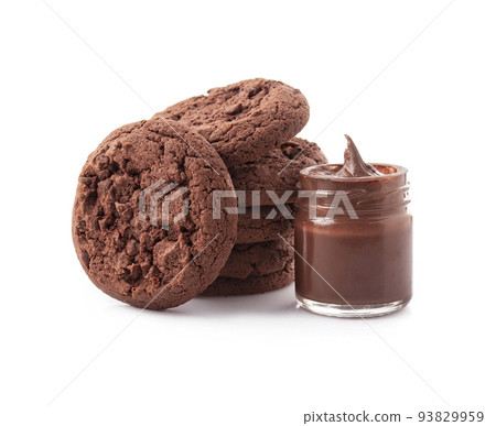 Chocolate cookies and chocolate paste 93829959