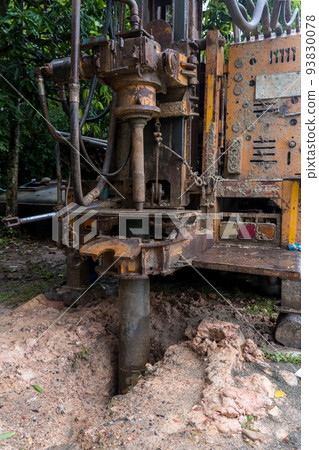 Ground water hole drilling machine installed on the old truck. Ground water hole drilling machine installed on the old truck. 93830078