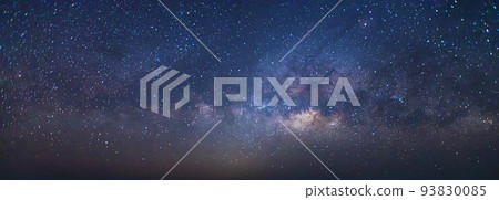 Panorama view universe space and milky way galaxy with stars on night sky background. 93830085