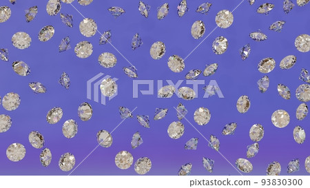 Set of diamonds against blue violet gradient, diamond rain, 3D rendering 93830300
