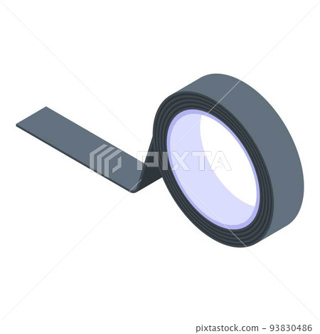 Black scotch tape tape icon, isometric style Black scotch tape tape icon, isometric style 93830486