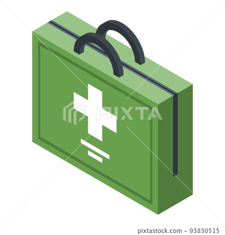 Green first aid kit icon, isometric style Green first aid kit icon, isometric style 93830515