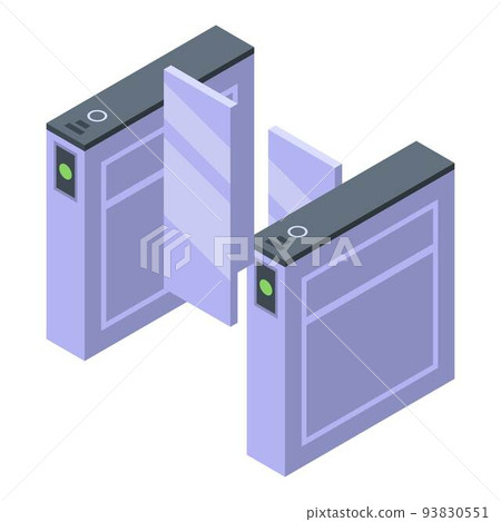 Electric train gate pass icon, isometric style 93830551
