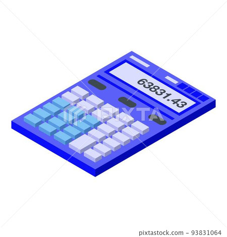 Blue calculator icon, isometric style Blue calculator icon, isometric style 93831064