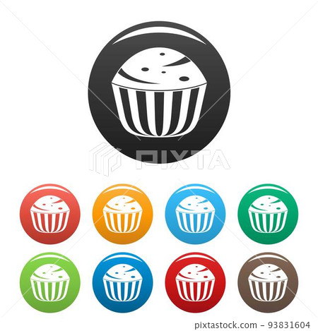 Cup cake icons set color vector Cup cake icons set color vector 93831604