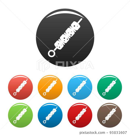 Shish kebab icons set color vector Shish kebab icons set color vector 93831607