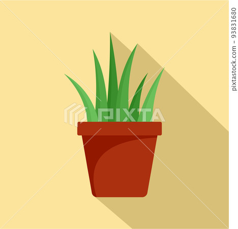 Aloe vera in pot icon, flat style 93831680