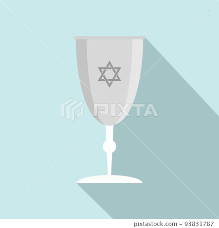 Silver judaism cup icon, flat style 93831787