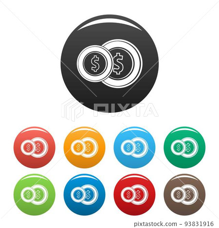 Coin icons set color vector-插圖素材 [93831916] - PIXTA圖庫