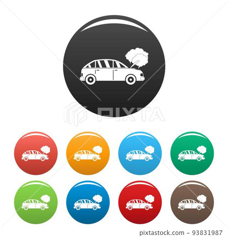 Car in smoke icons set color vector Car in smoke icons set color vector 93831987