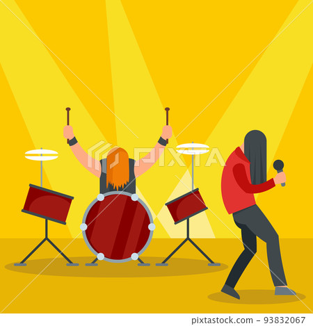 Rock band at concert icon, flat style Rock band at concert icon, flat style 93832067