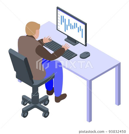 Broker monitor icon, isometric style Broker monitor icon, isometric style 93832450