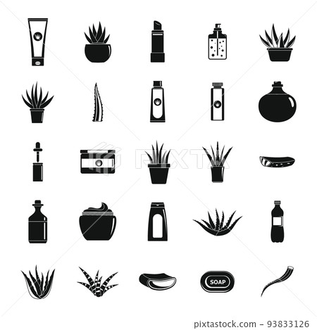 Aloe vera plant logo icons set, simple style 93833126