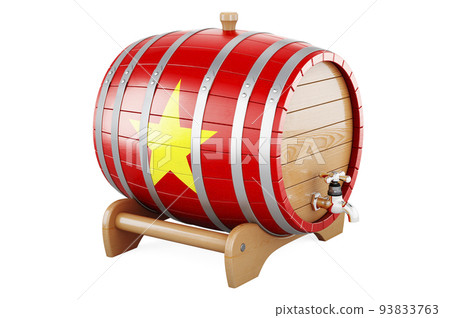 Wooden barrel with Vietnamese flag, 3D rendering 93833763