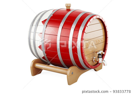 Wooden barrel with Bahraini flag, 3D rendering 93833778