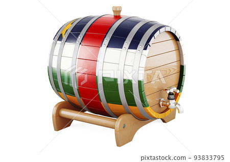 Wooden barrel with Central African Republic flag, 3D rendering 93833795
