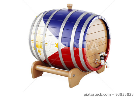 Wooden barrel with Filipino flag, 3D rendering 93833823