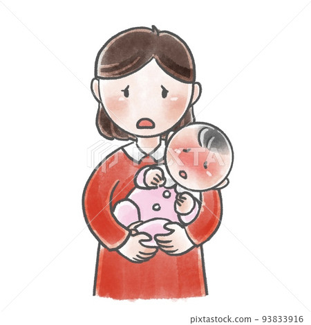 baby and mother with fever baby and mother with fever 93833916