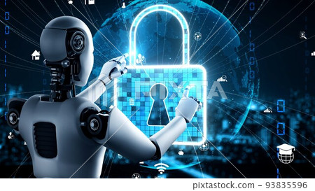 AI robot huminoid uses cloud computing technology to store data on online server AI robot huminoid uses cloud computing technology to store data on online server 93835596