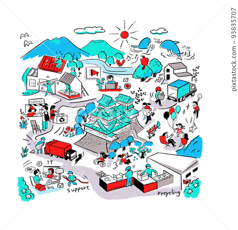 Bird's-eye view of the entire town Bird's-eye view of the entire town 93835707