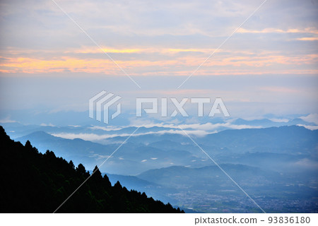 Distant view of Nara Basin early in the morning 93836180
