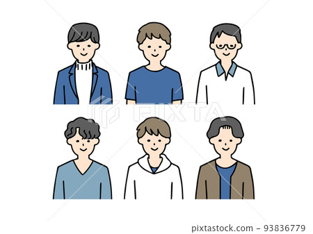 Simple icon set of men in various casual clothes Simple icon set of men in various casual clothes 93836779
