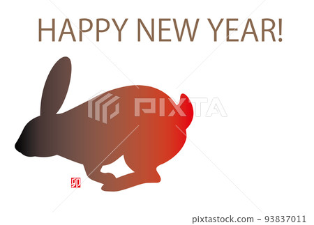 New Year's card material of running rabbit silhouette 93837011