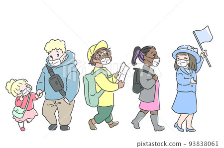 Foreign tourists participating in inbound tours wearing masks Cute 93838061