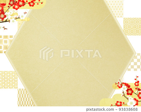 方格的背景和梅花 93838608